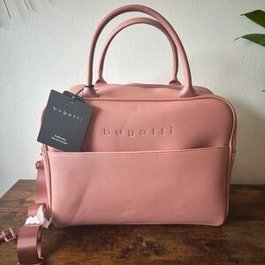 Bugatti Pink Duffle Bag Weekender with Crossbody Strap Vegan Leather NWT